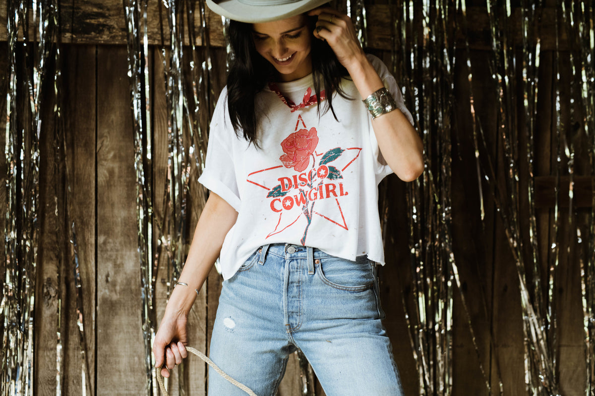 Cowgirl Tee- color on white – Disco Cowgirl