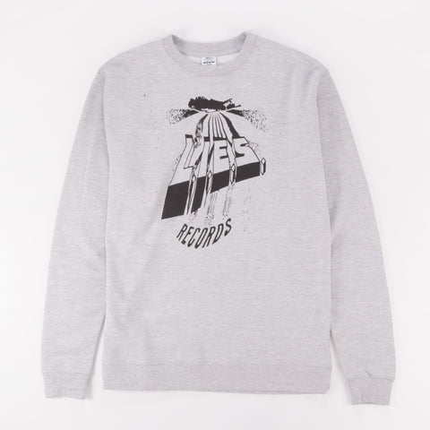 L.I.E.S. WARPED LOGO CREWNECK SWEATSHIRT GREY - Out Of Joint Records