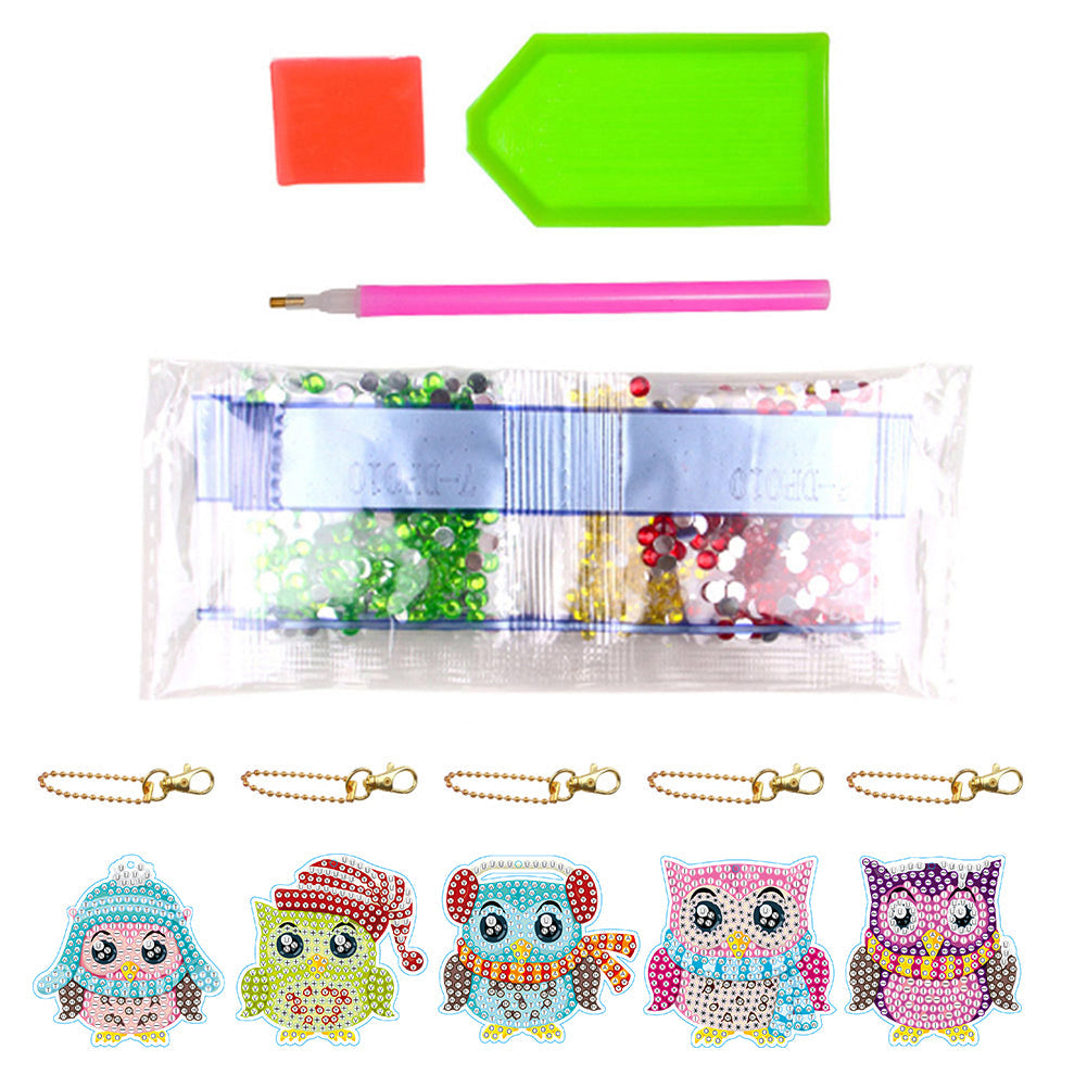 DIY Diamond Painting Keychain | Owl | 5 Piece Set