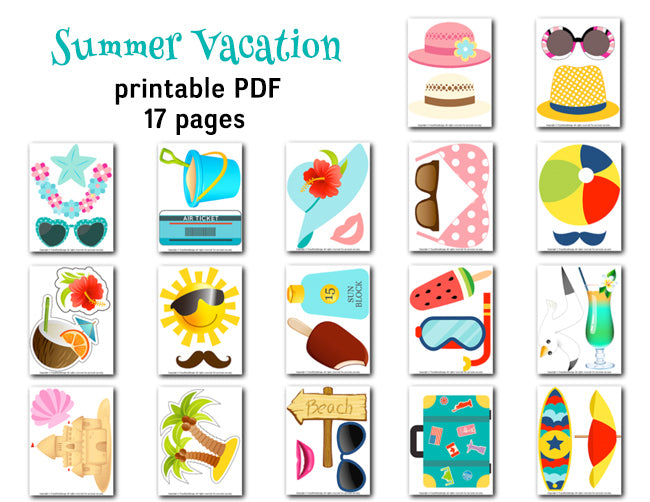 printable beach photo booth props