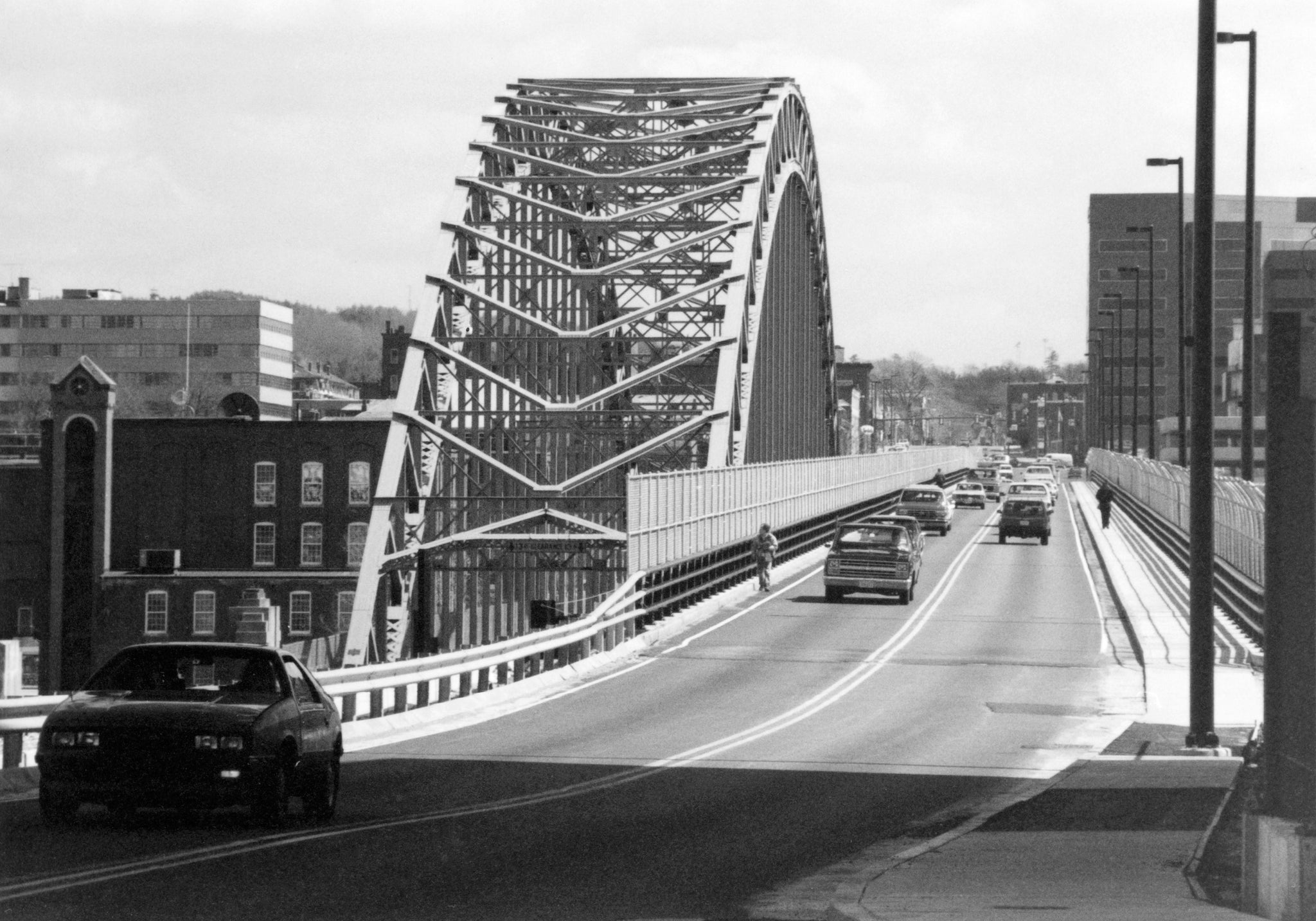 The “old and new” Notre Dame Bridge, 1989. The photo was taken in April 1989, just before the demolition of the old arched bridge. -- Courtesy David Laliberté