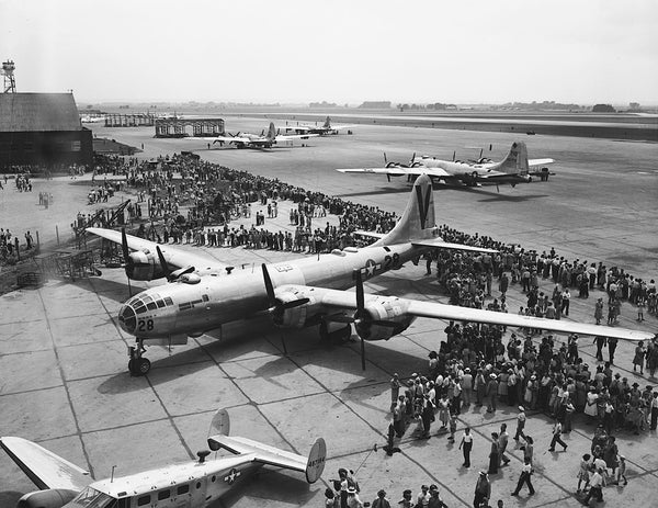 B-29 public display event at Sioux City Army Air Base, circa 1946. -- SIOUX CITY PUBLIC MUSEUM
