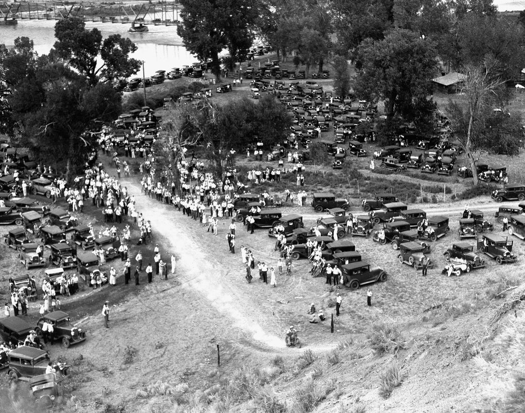 A motorcycle rider charging up the hill during a Billings Motorcycle Club hill climb event, 1930s. -- Courtesy Joyce Jensen Collection, Western Heritage Center 