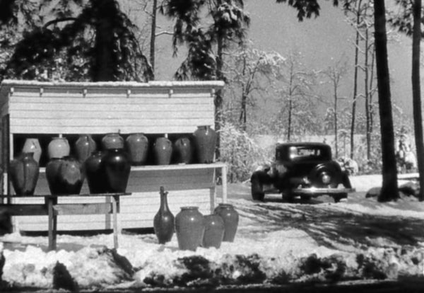 Seagrove-area roadside pottery stand, circa 1940s. -- Courtesy The Courier-Tribune