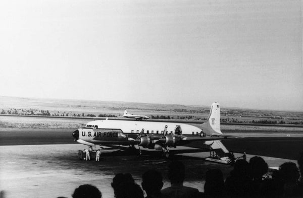 President John F. Kennedy arriving on Air Force One at Billings Logan International Airport, September 25, 1963. -- COURTESY WESTERN HERITAGE CENTER