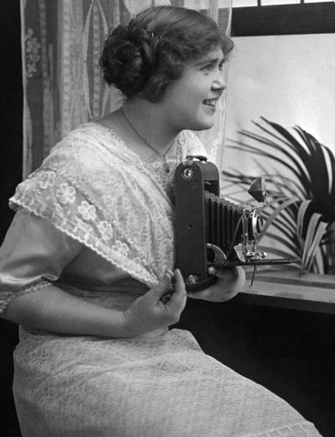 Rosella Morrow Miller holding her camera in 1917. -- Courtesy Adrianna Miller