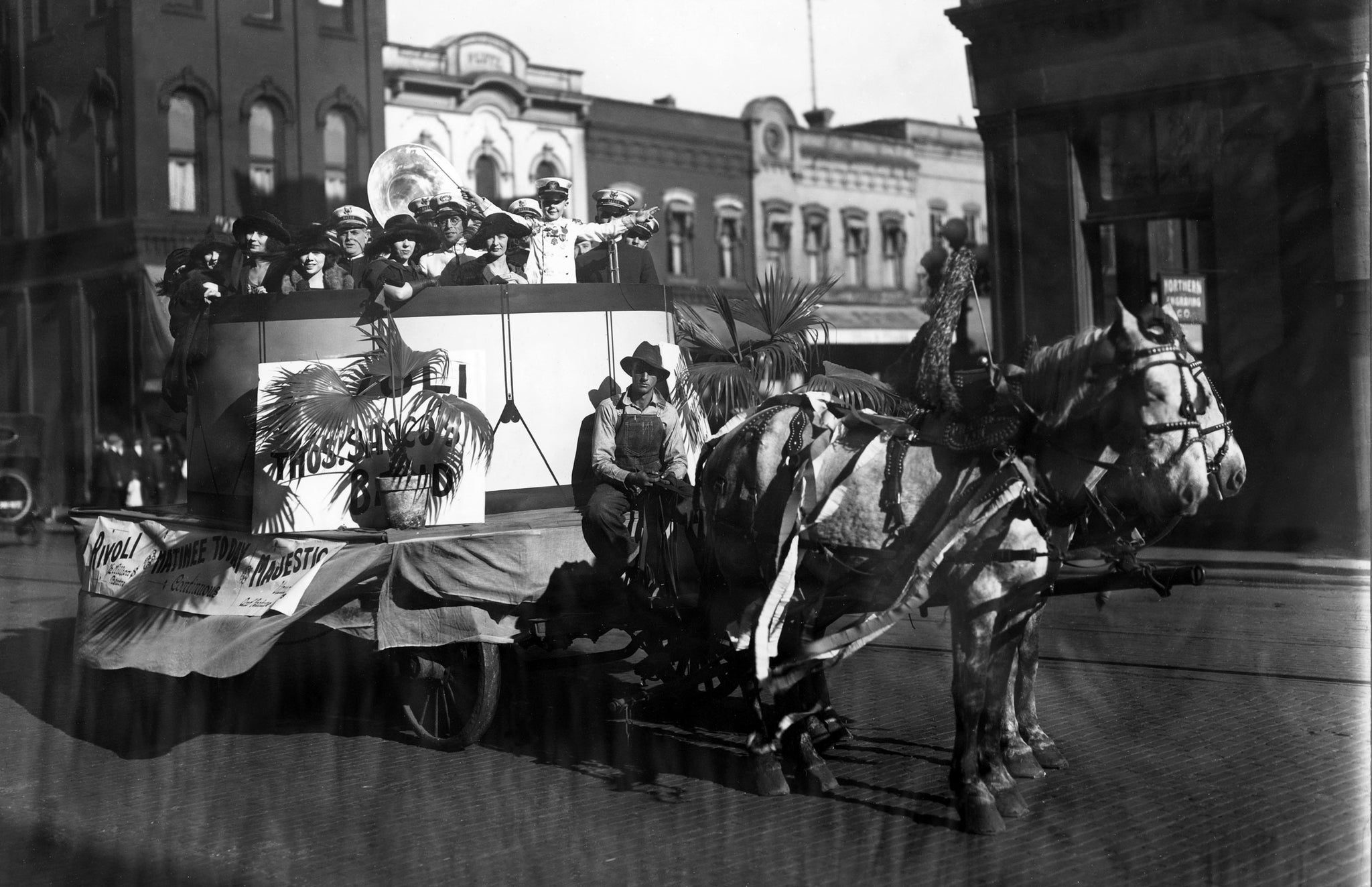 The Thomas Sacco Band from New Orleans on a parade float sponsored by the Rivoli Theatre in October 1922. The band was led by a 7-year-old boy known as “Little Sousa.” -- Courtesy University of Wisconsin-La Crosse / #3105