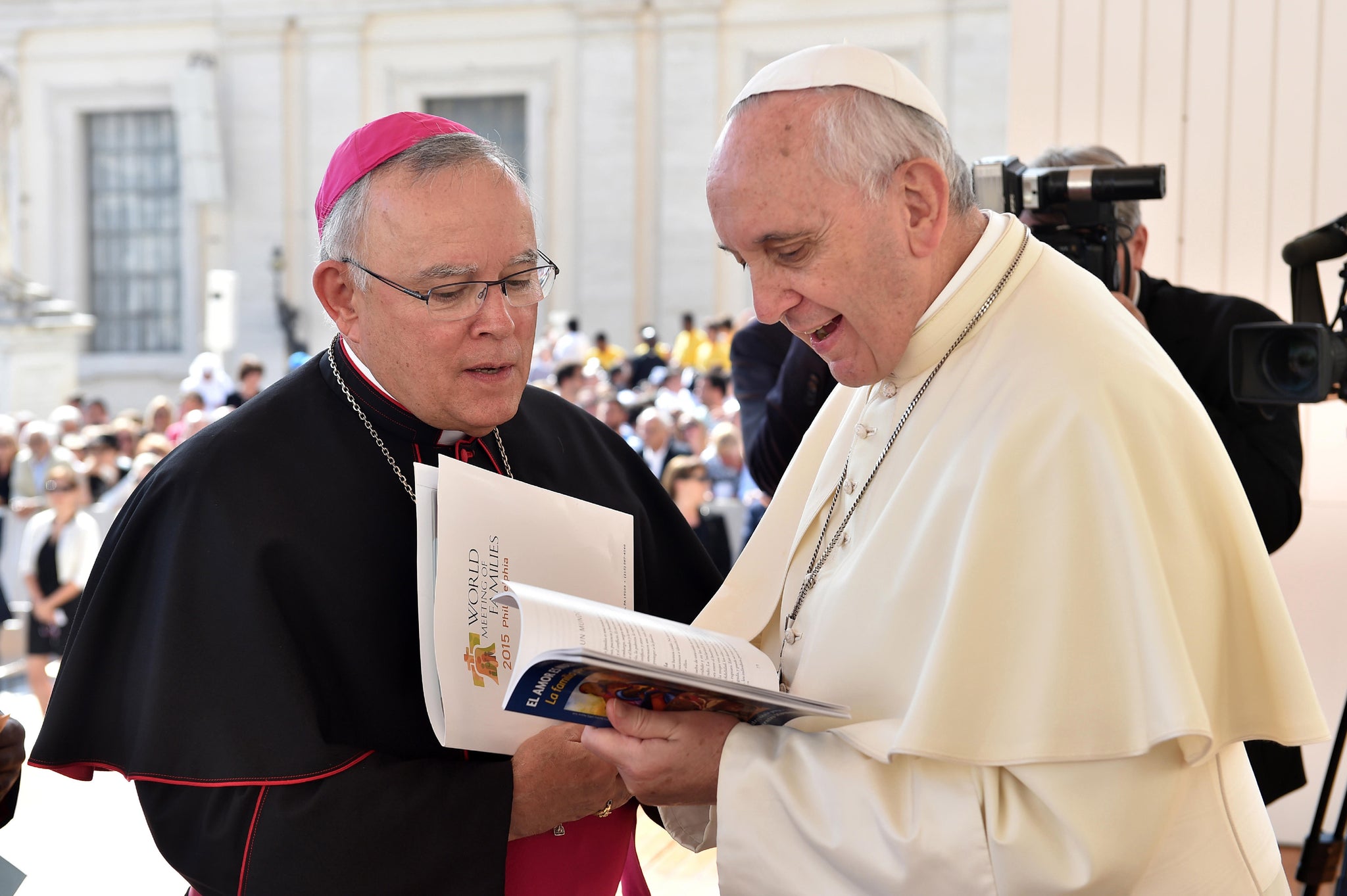 Pope Francis and Archbishop Chaput at an audience in Saint Peter’s Square. -- L’Osservatore Romano Photographic Service