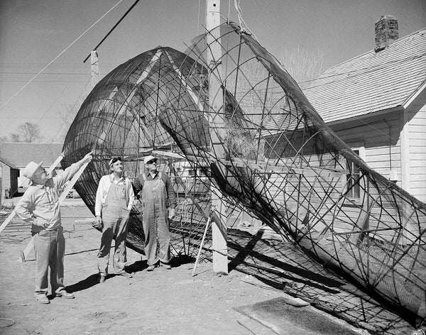 Dinosaur Park statue construction, 1930s. The sculptures were designed by Emmet Sullivan and the park was dedicated on May 22, 1936. -- Courtesy of the Rapid City Journal