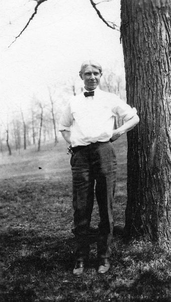 Sandburg on the Stallbohm/Kaske property in Munster, 1922. A friend of the family, Sandburg enjoyed spending time with them on his way to his lake home in Harbert, Michigan. The Kaske House still stands on Ridge Road. -- Courtesy Munster Historical Society
