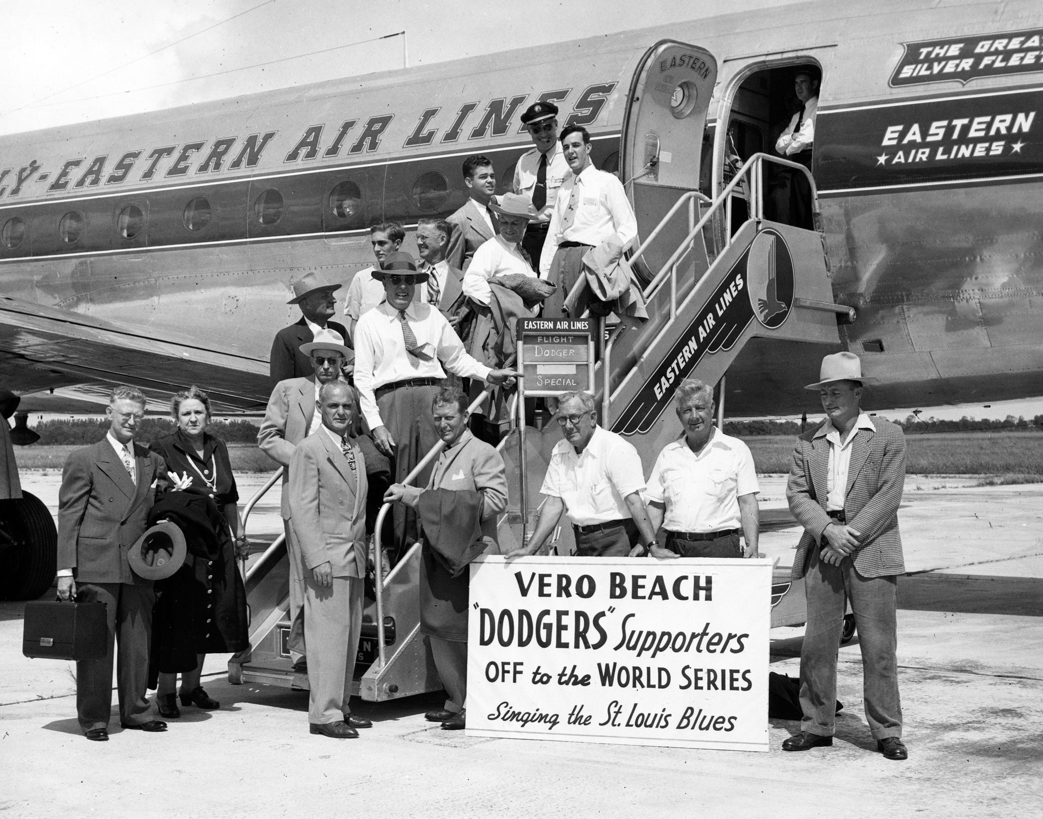 Brooklyn Dodgers supporters from Vero Beach on their way to the 1949 World Series. -- Indian River County Historical Society Collection, Archive Center, Indian River County Main Library