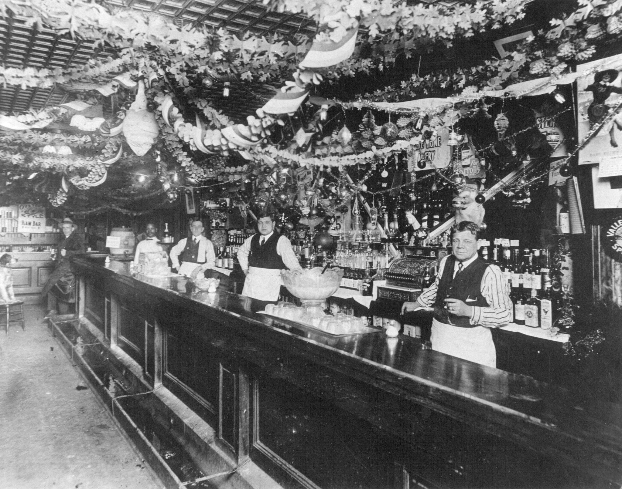 Babe Ruth and his father, George Herman Ruth Sr., inside their family's saloon. The actual bar is still located at 38 S Eutaw St. -- Cathy Zaorski/Babe Ruth Birthplace Museum