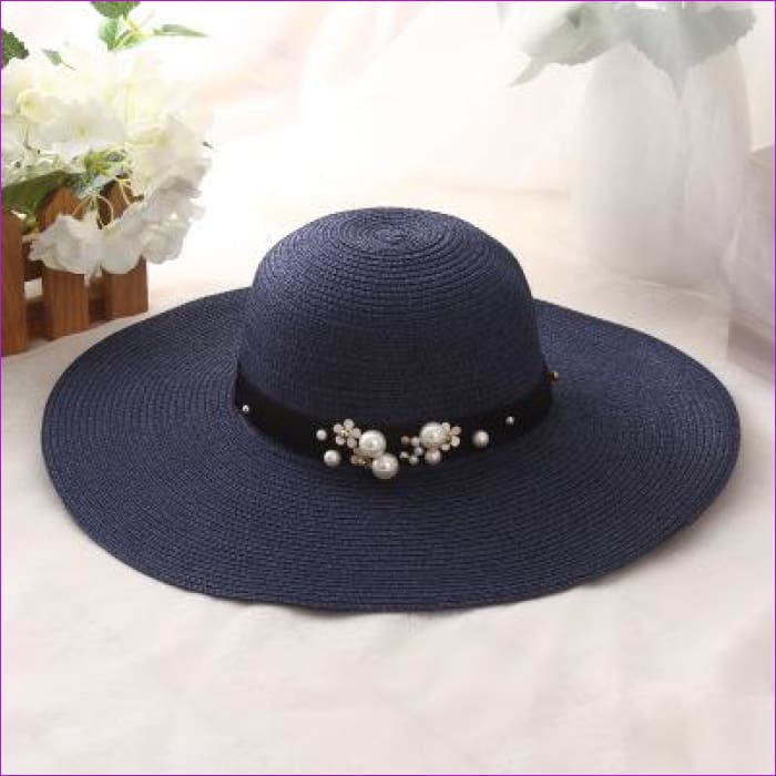 Spring Summer Hats for Women Flower Beads Wide Brimmed Jazz Panama Hat Chapeu Feminino Sun