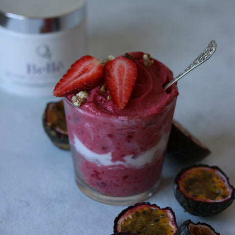 Strawberry & coconut passion banana ice cream