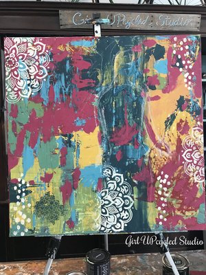 An Artistic Journey Intuitive Painting Girl UPcycled Studio