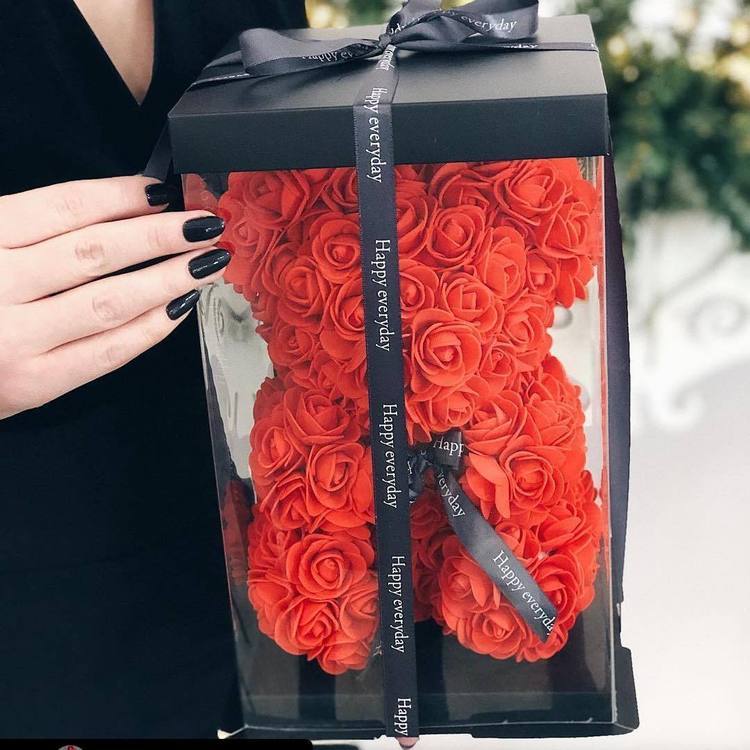 the luxury box rose bear