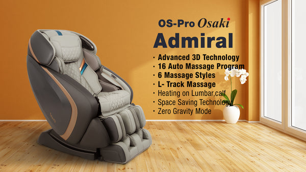 2019 Osaki Admiral Zero Gravity Massage Chair with LED Light Control and 16 Auto Massage Programs