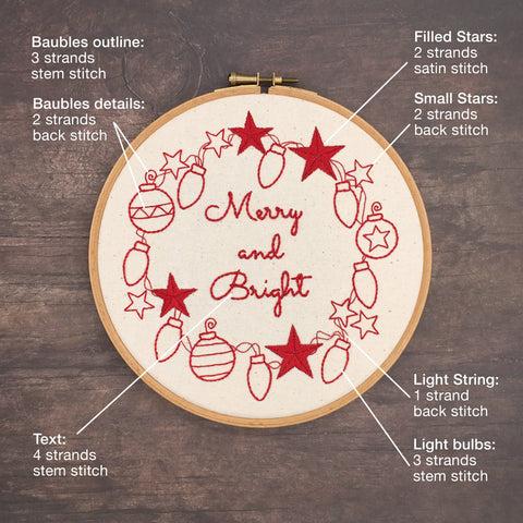 how to embroider a Christmas wreath