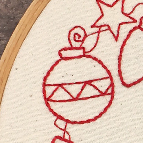 close of hand embroidered Christmas decoration