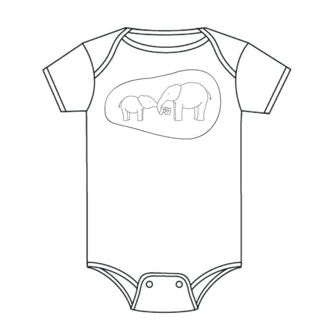 where to position iron on embroidery transfer, to make cute hand embroidered elephant baby grown