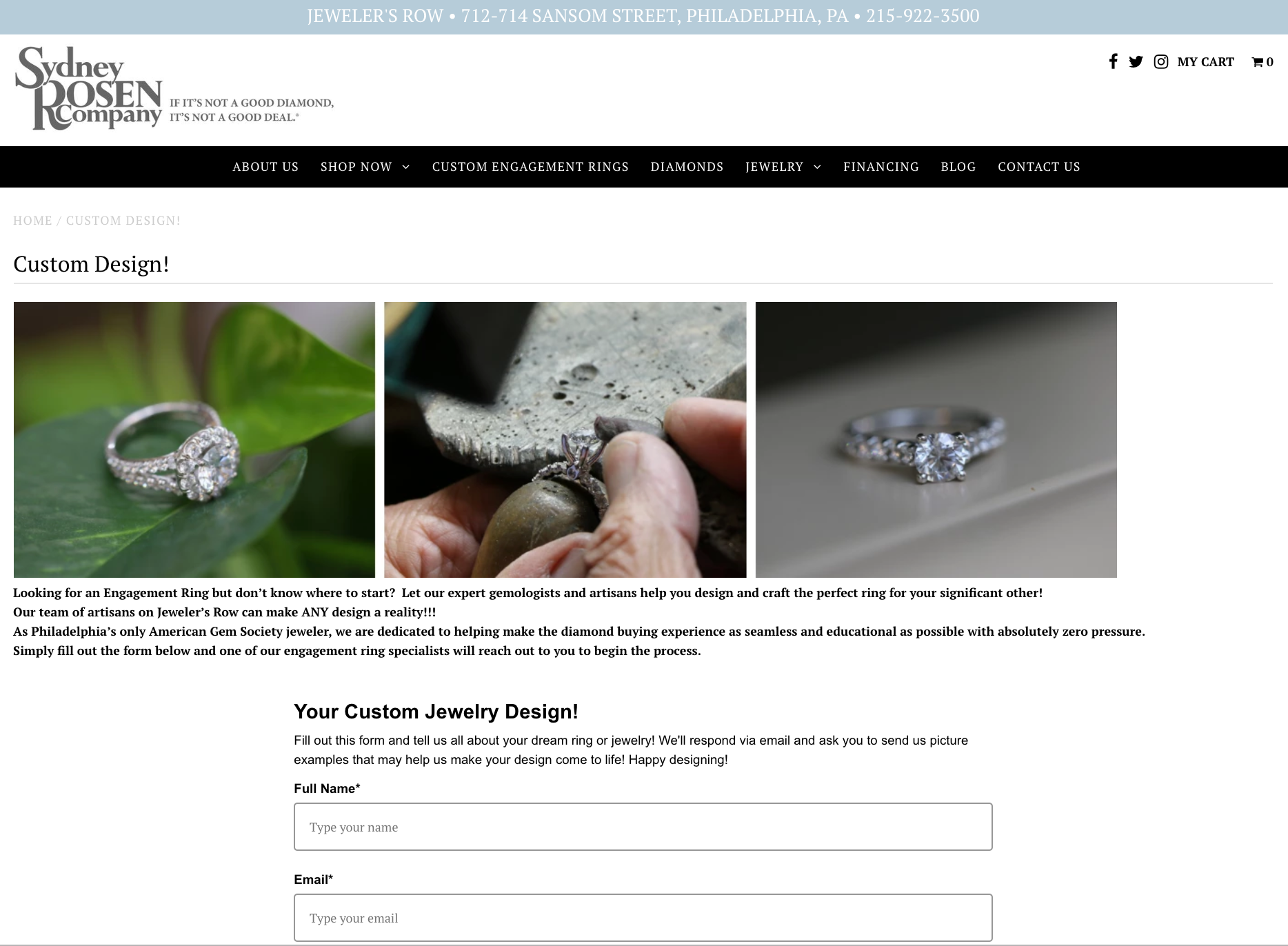 Custom Jewelry Design at Sydney Rosen