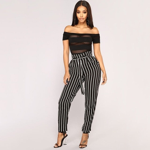 waist striped pants