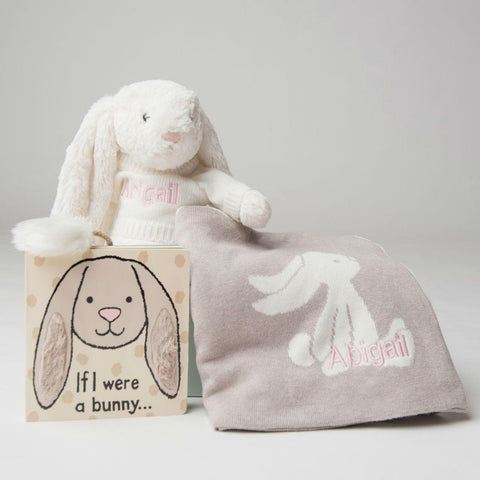 Personalised Bunny and Bashful Bunny Blanket and Book Set