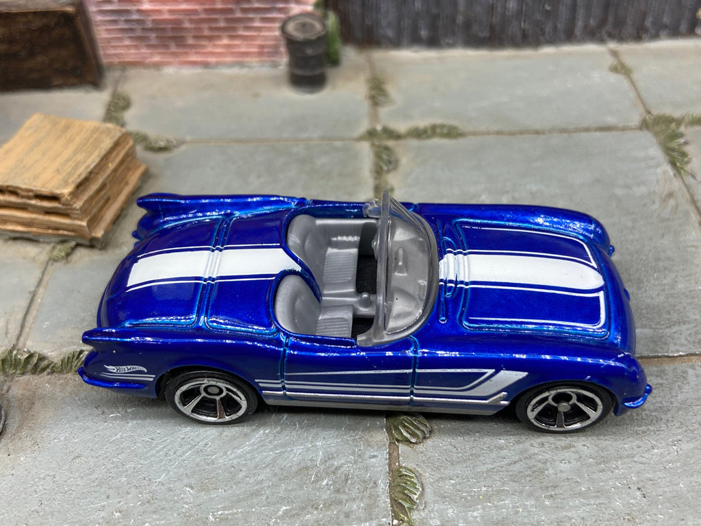 55 Corvette Hot Wheels Blue Convertible 1:64 Scale Model Toy Car loose New 