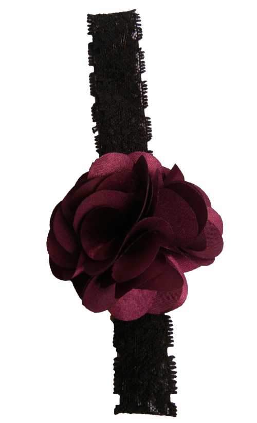 plum flower on black lace hair bands for girls