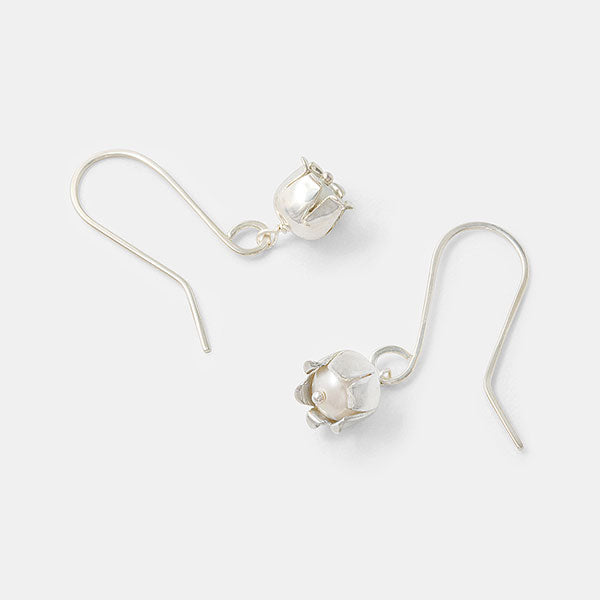Lily of the valley drop earrings in sterling silver and pearls in our Australian jewellery store.