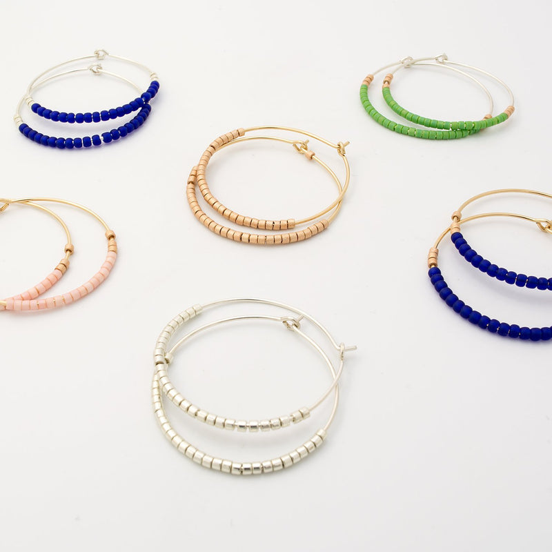 Beaded hoop earrings: silver - Simone Walsh Jewellery Australia