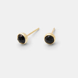 Black spinel & solid gold stud earrings - Simone Walsh Jewellery Australia }}
