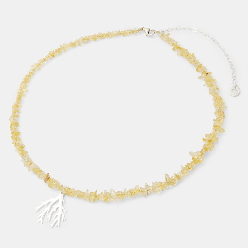 Branch Coral pendant on citrine beaded necklace - Simone Walsh Jewellery Australia