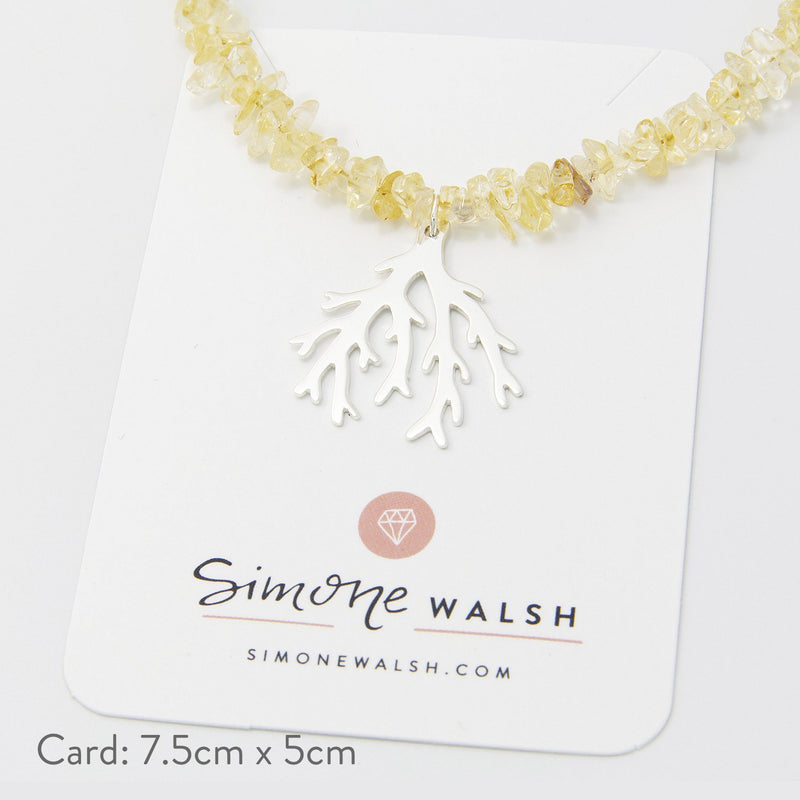 Branch Coral pendant on citrine beaded necklace - Simone Walsh Jewellery Australia