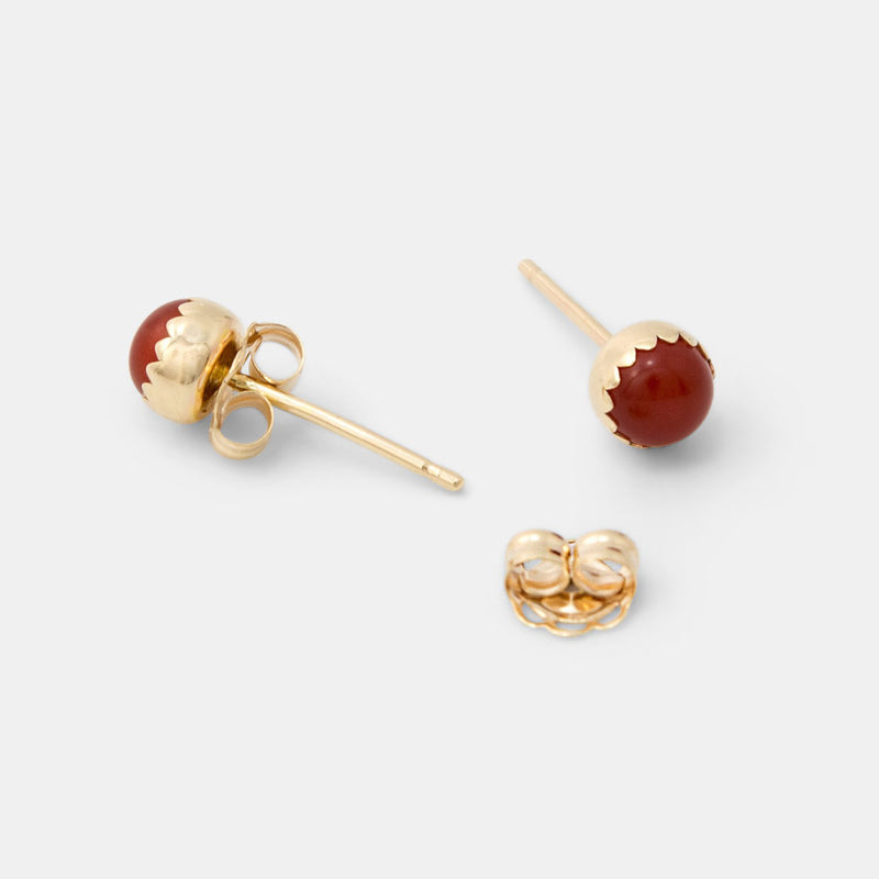 Carnelian & solid gold stud earrings - Simone Walsh Jewellery Australia