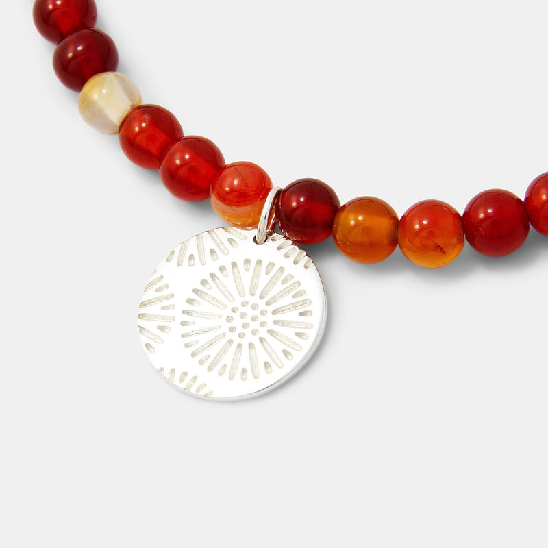 Coral texture on red agate beaded bracelet - Simone Walsh Jewellery Australia