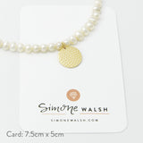 Dots texture solid gold pendant on pearls - Simone Walsh Jewellery Australia }}