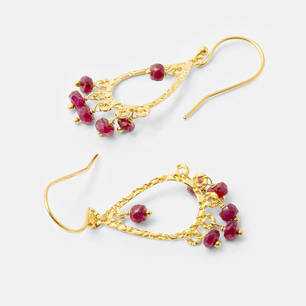 Ruby & gold chandelier earrings - Simone Walsh Jewellery Australia