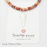 Spiral shell on scallop shell beaded necklace - Simone Walsh Jewellery Australia }}