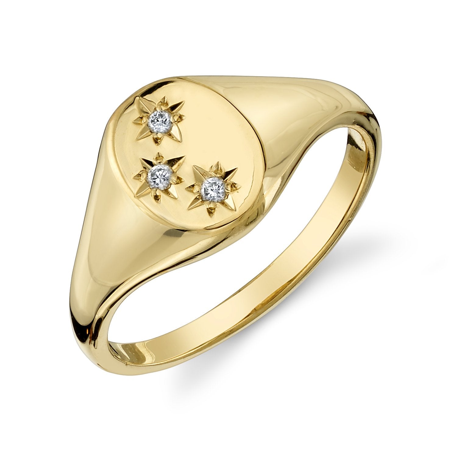 THREE STAR SIGNET RING - Sentimental Everyday Fine Jewelry