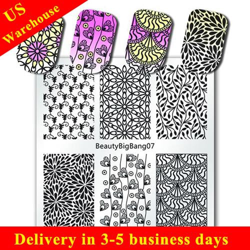 Flower Design Nail Stamping Plate Heart Leaf Theme For Manicure (US warehouse)
