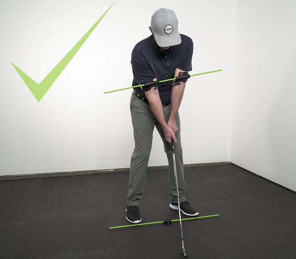 Photo of correct spine angle when using the Swing Align golf swing aid