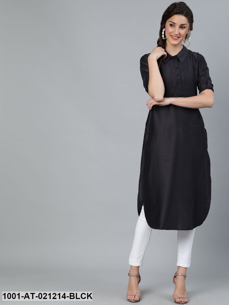 black pathani kurta for women