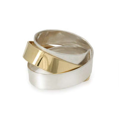 18k gold and sterling silver fettucini ring