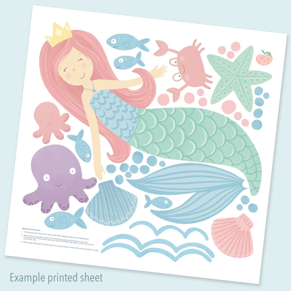 Mythical creature Illustrated sticker Art vinyl stickers Two piece Mermaid  sticker set| Fine art sticker Character sticker