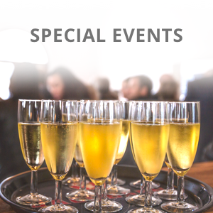 Special events table with champagne wine glasses
