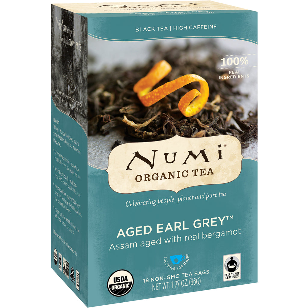 te, økologisk te, sort lagret Earl Grey, 18 teposer (1,27 oz