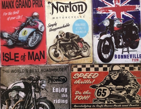 new motorcycles vintage metal signs