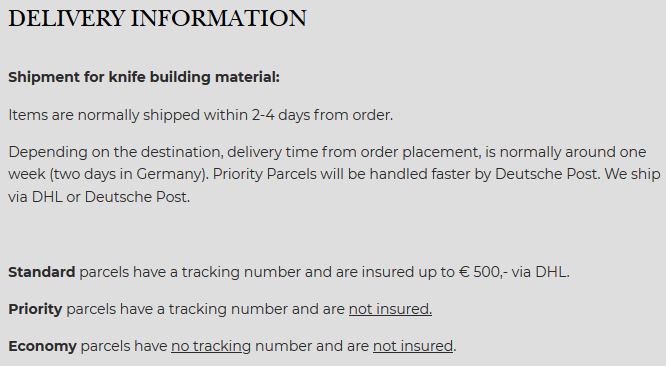 Standard delivery tracking no Standard International