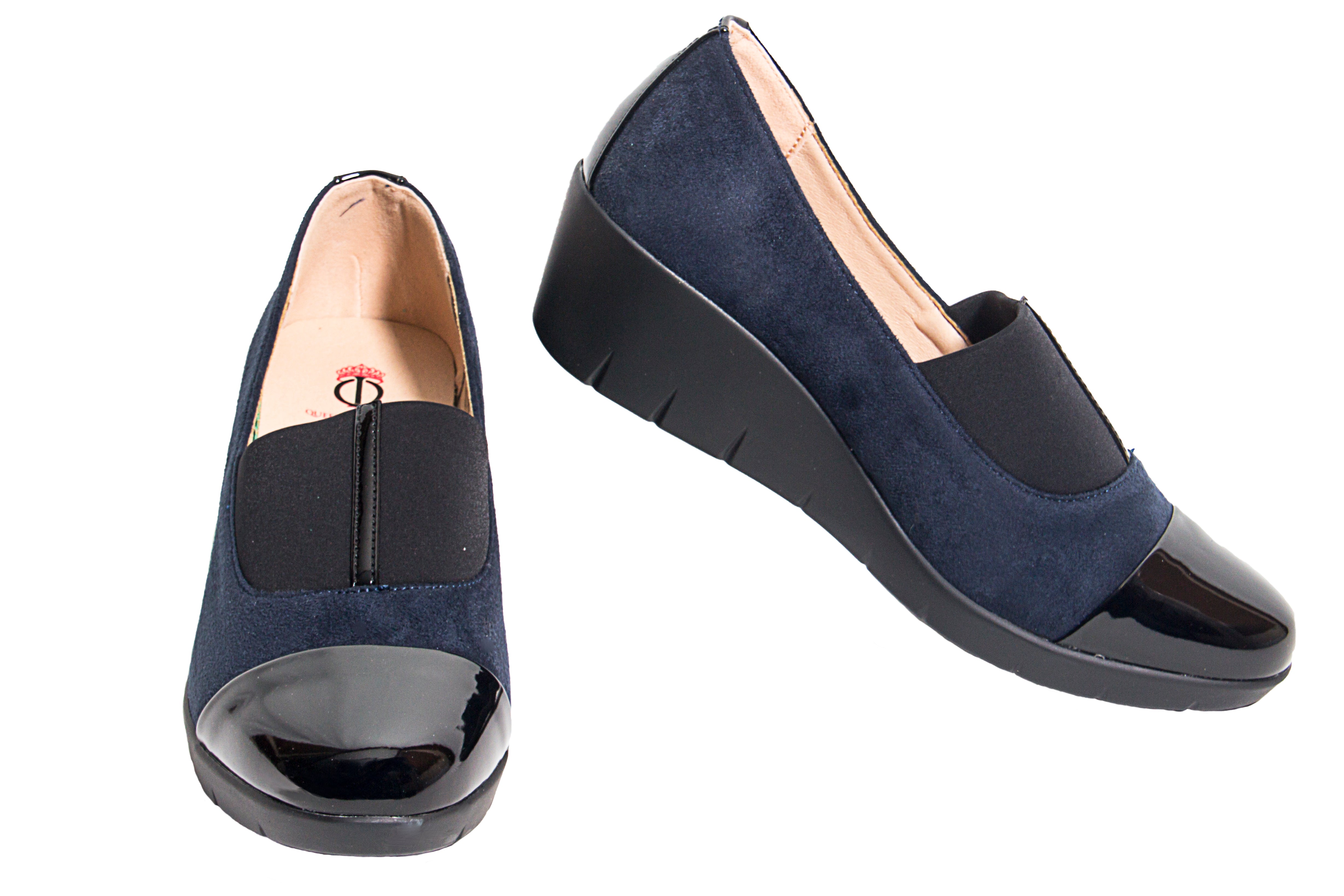 Navy blue ladies soft padded comfortable and pretty wedge shoes E07051